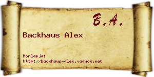 Backhaus Alex névjegykártya