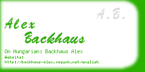 alex backhaus business card